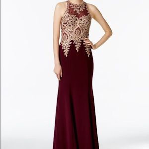 Gold Burgundy Prom Dress